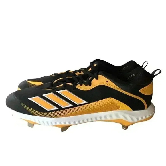 Adidas Baseball Cleats Shoes Mens 15 D Black Yellow Icon 6 Bounce Pirates NEW - Picture 7 of 9